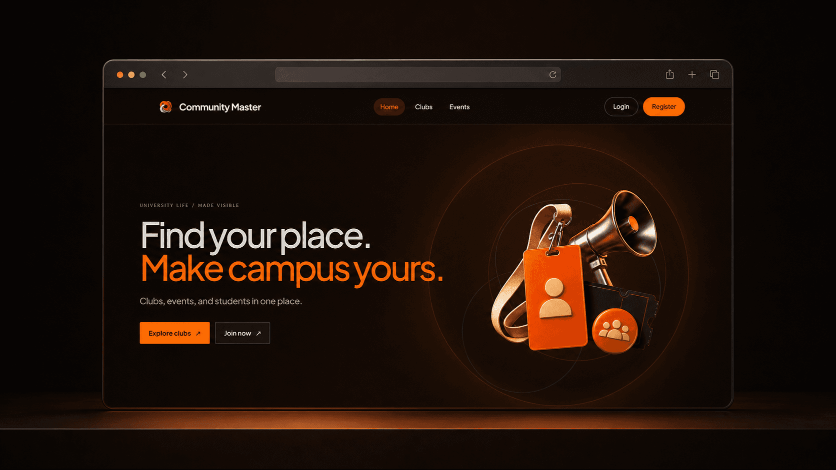 Community Master university clubs and events platform
