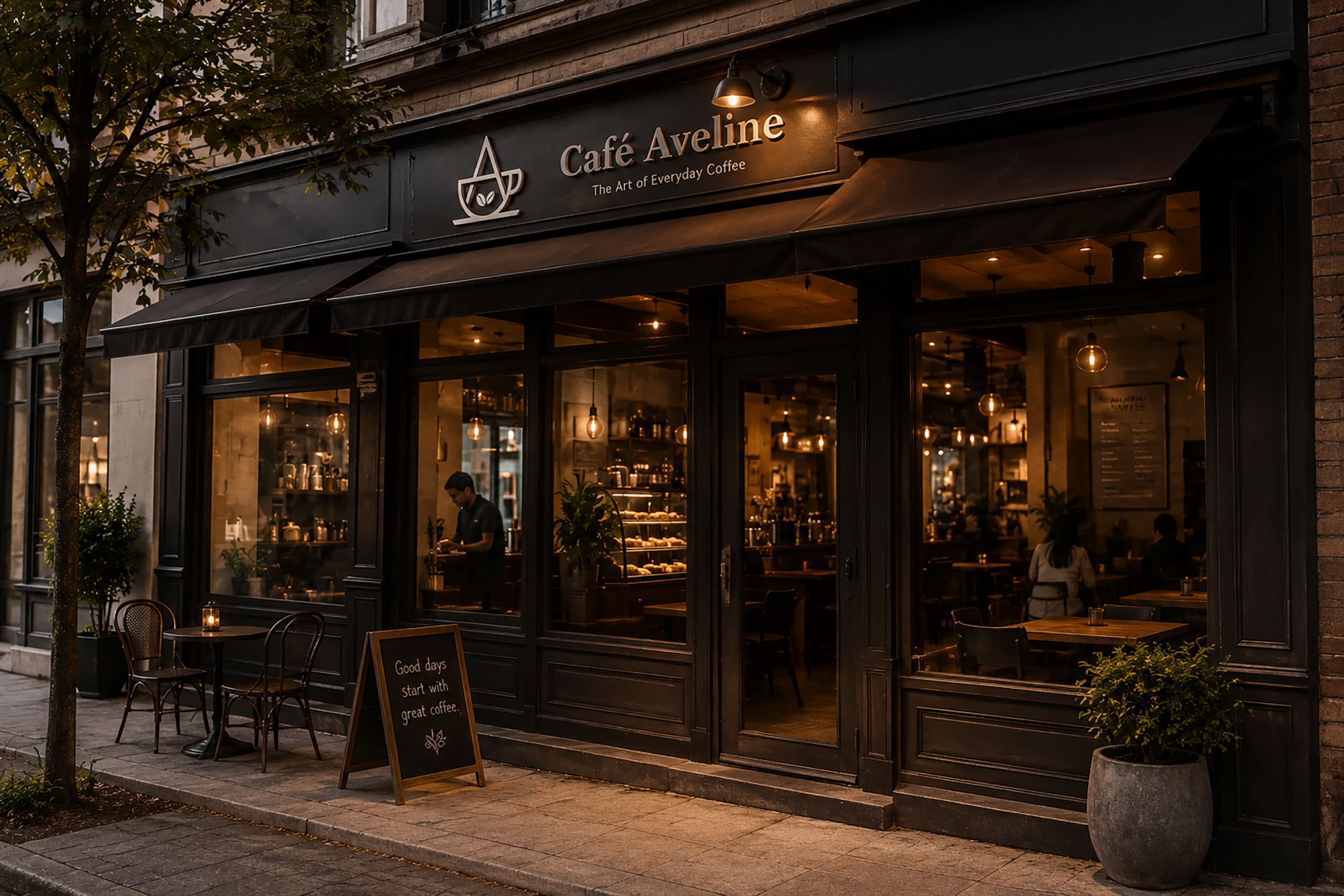 Café Aveline brand identity presentation