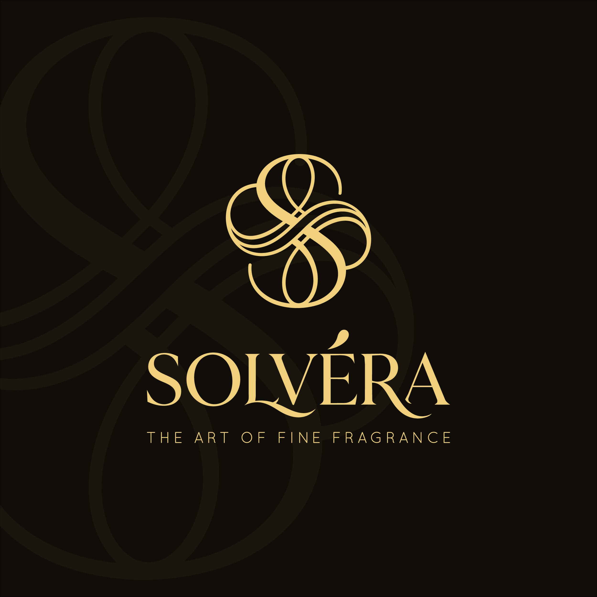 SOLVÉRA fragrance identity in black and gold